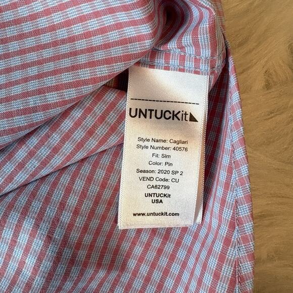 UNTUCKit Performance Nylon Plaid Button Front Shirt Slim Fit Men's Size 2XL - Picture 5 of 7